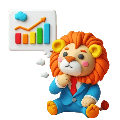 a clay lion in a suit who is thinking about conversion rates